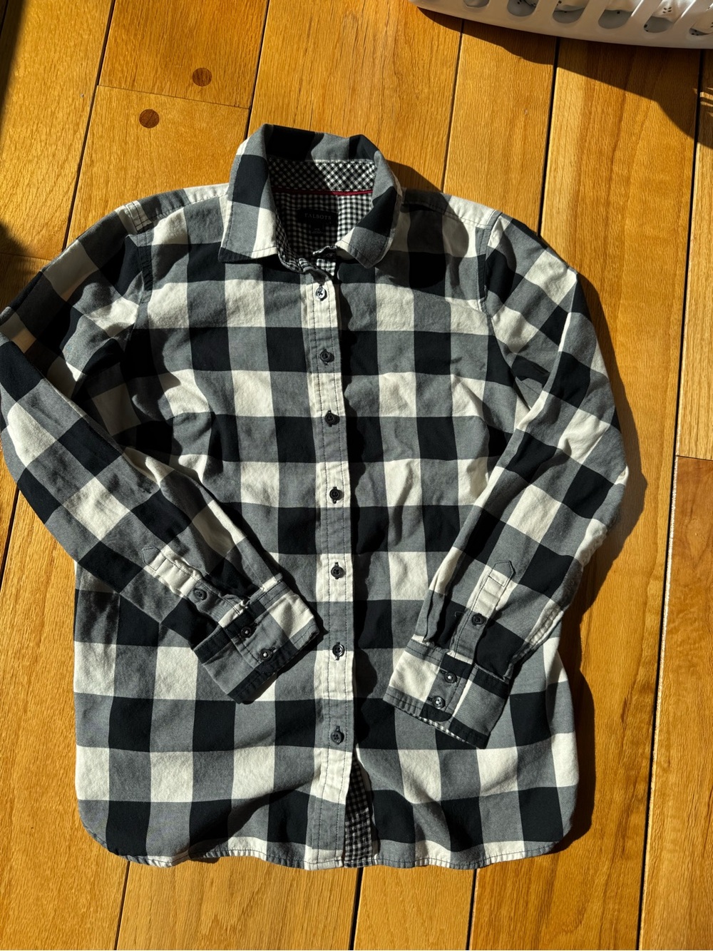 Talbots Black and White Buffalo Check Button-Down Shirt (Women)